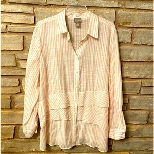 Chico's Artsy Long Sleeve Button Down Shirt Lightweight Cotton - Size 3-XL